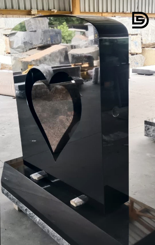 Heart Shaped Granite Monument With Rockpitch Finish Base 